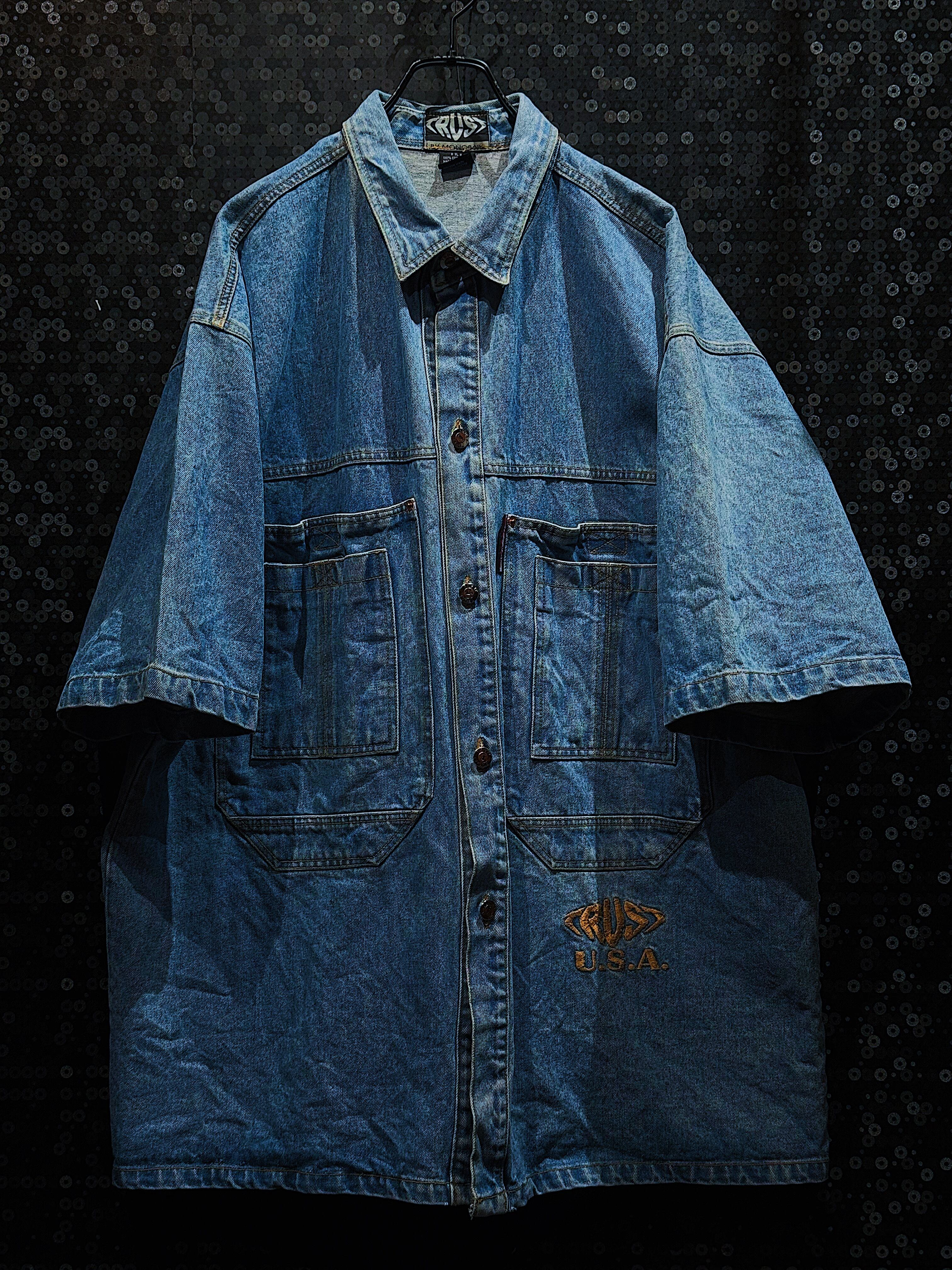 【ÆIEM】"RUS by MONORAIL"vintage 90's street style half sleeve denim jacket