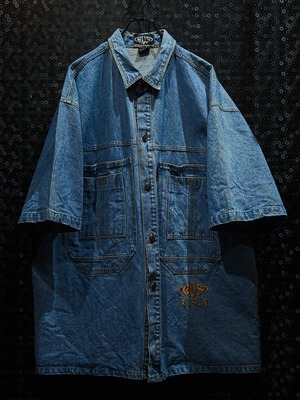 【ÆIEM】"RUS by MONORAIL"vintage 90's street style half sleeve denim jacket