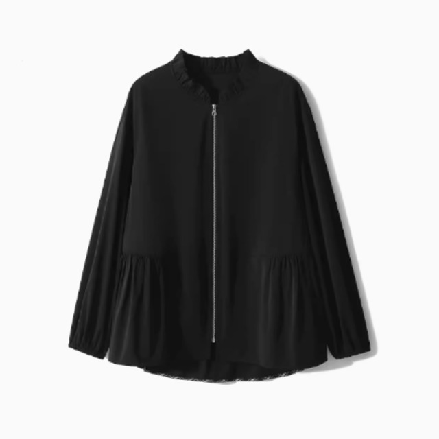 Frill collar zip flare blouson A990