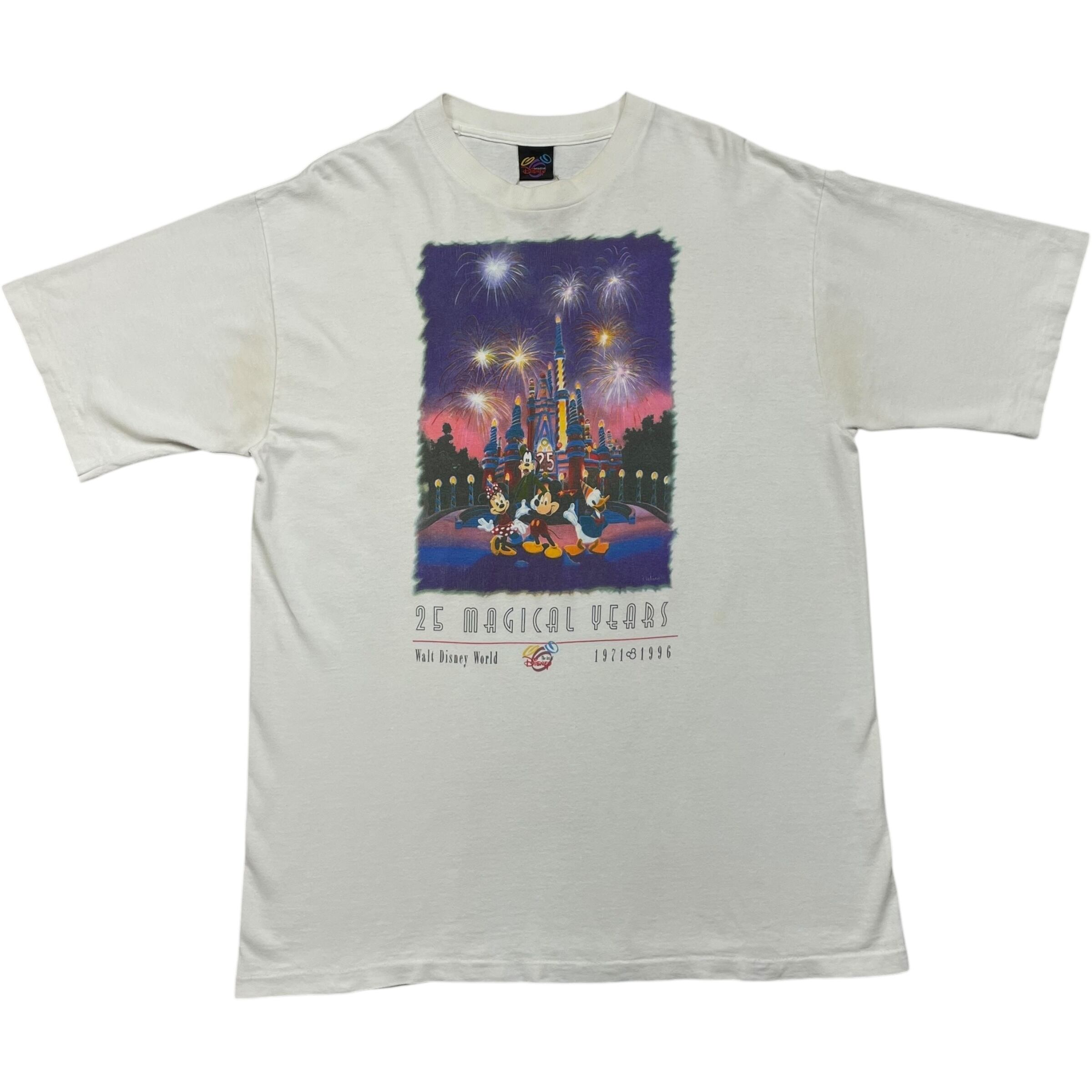 《XL》Disney ディズニー Tシャツ フロントプリント 25周年プリント シングルステッチ ホワイト USA製 90年代 vintage no.8043