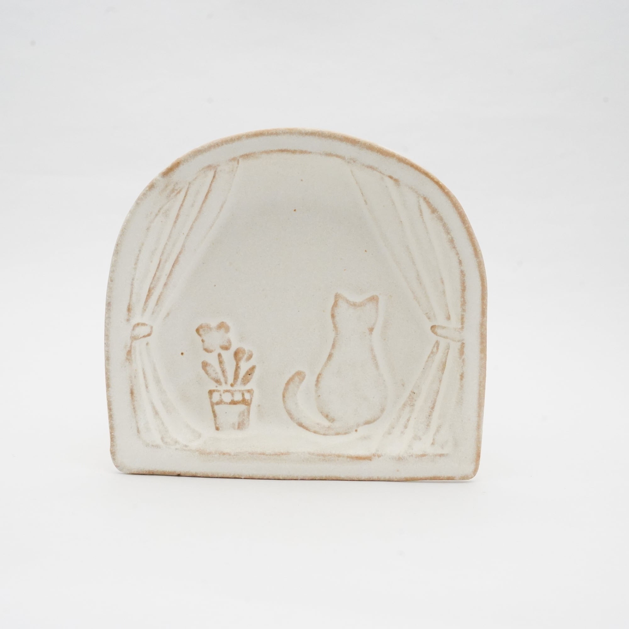 【益子焼 わかさま陶芸】窓辺の猫の小皿 kinari 88