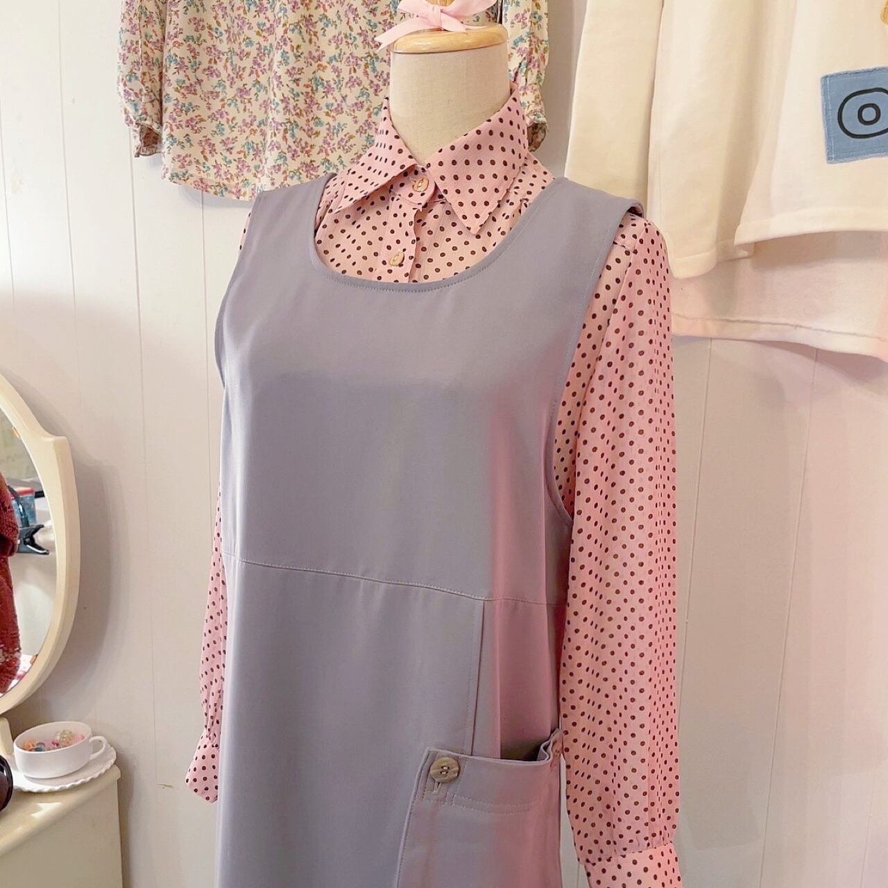 removable pocket gray jumper skirt