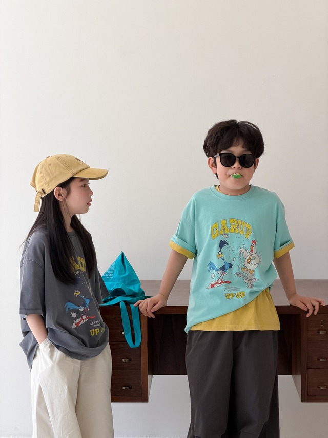 【KID】チキンアップ英字プリント半袖Tシャツ - 9