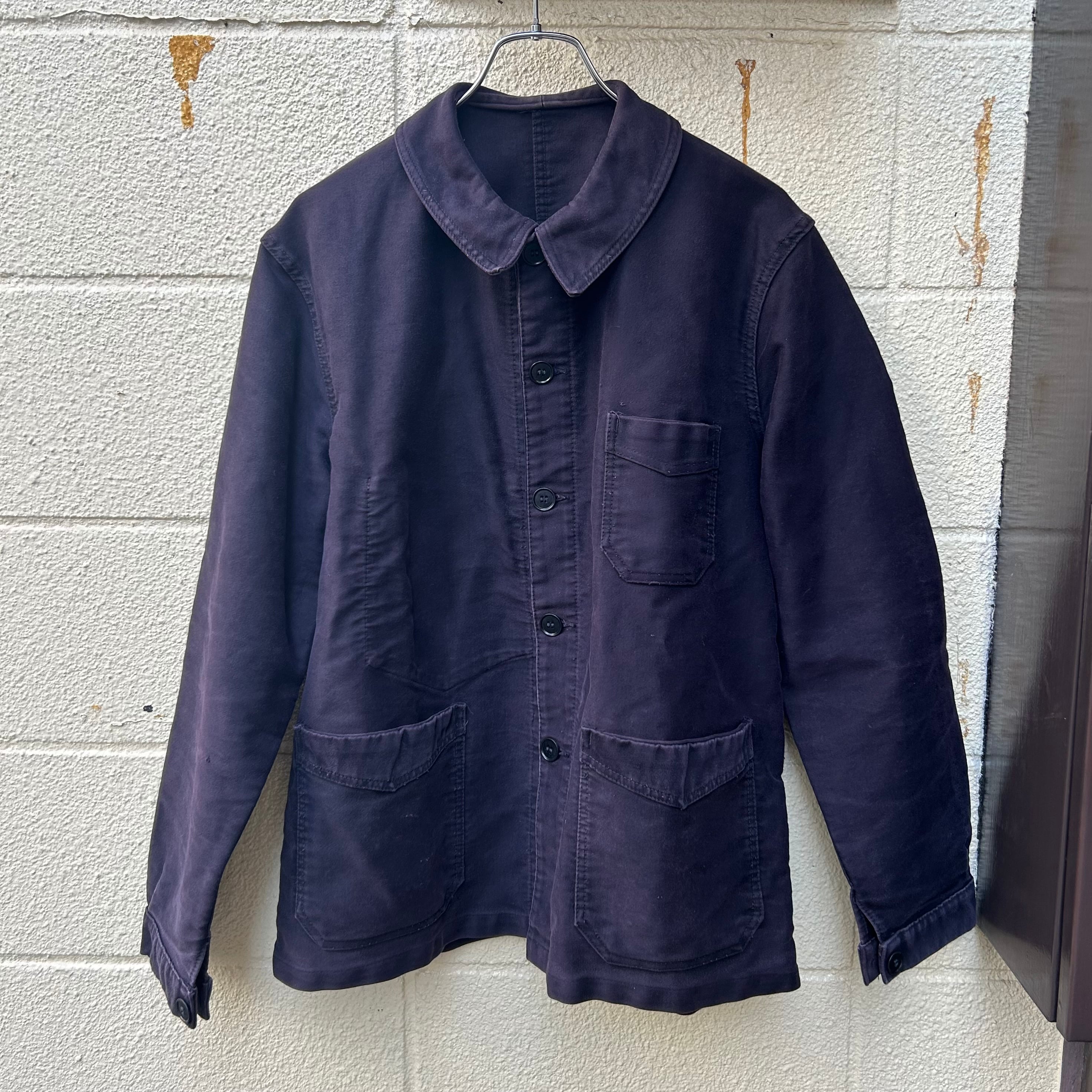 1940's Beau Fort Vintage French Work Black Moleskin Jacket 1940's Beau Fort Vintage French Work Black Moleskin Jacket
