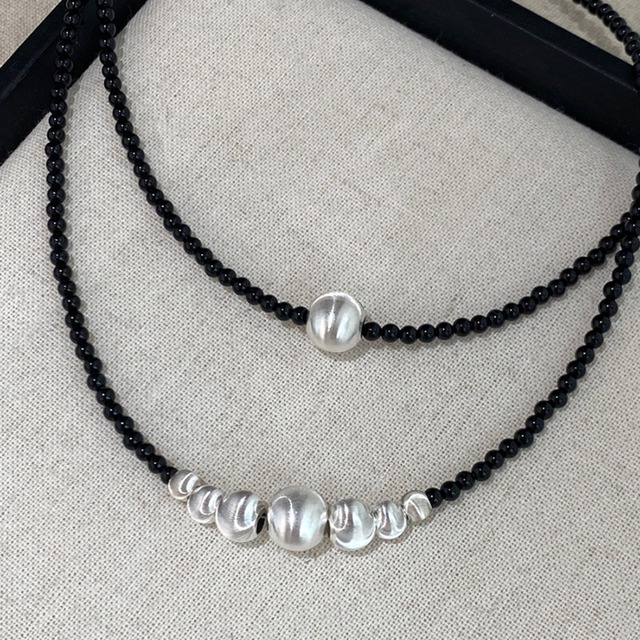 DEMI猫目石＆ブラック瑪瑙ネックレス 2s