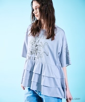 スイッチングフリルプリントTシャツ (WHITE) CQ-46070