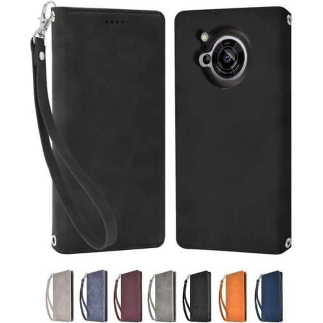 シズカウィル AQUOS R7 SH-52C A202SH ケース カバー 手帳型 アイファンデ2 ブラック 1個入り 18