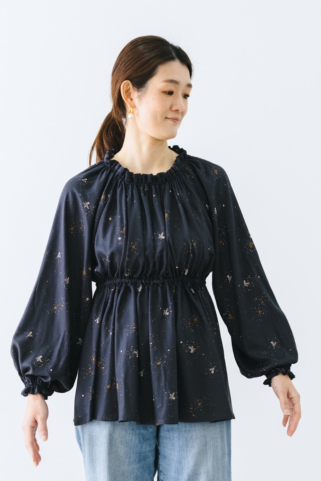 ウエストゴム入り・ラグランブラウス【印刷型紙】