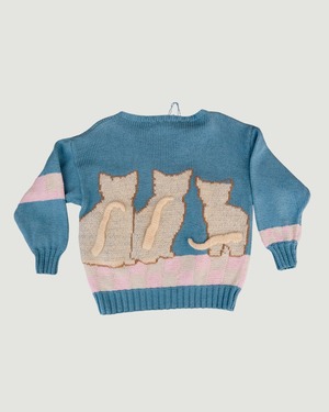 【古着】3匹の子猫のクルーネックニット