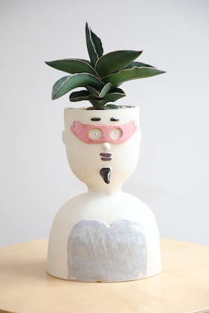 【人シリーズ/カズオ】陶芸作家 山中 正大×翠堂明 コラボ植木鉢