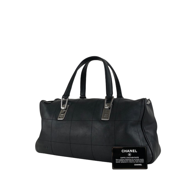 CHANEL シャネル チョコバー ハンドバッグ ブラック レザー ミニボストン vintage ヴィンテージ オールド 6yfva8