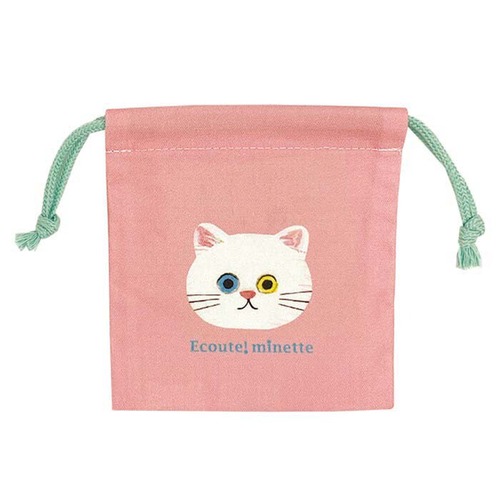 猫巾着袋(エクートミネット巾着)しろ