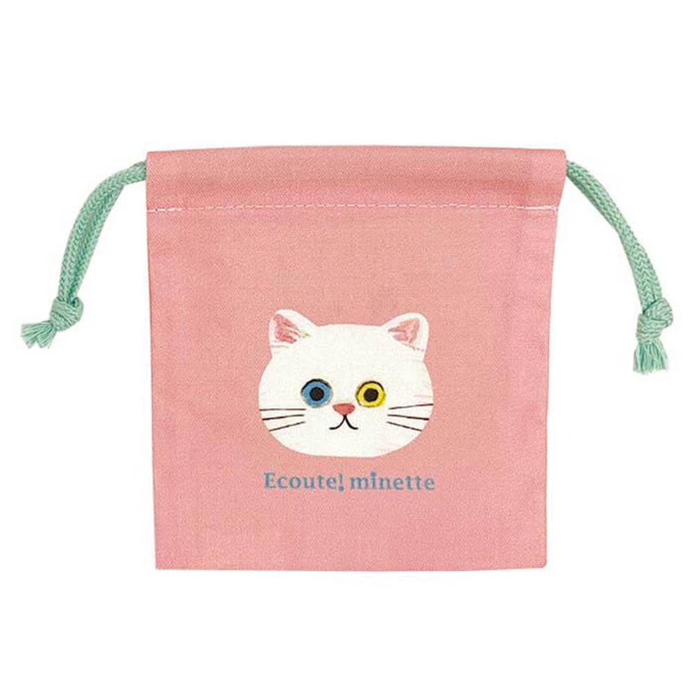 猫巾着袋(エクートミネット巾着)しろ