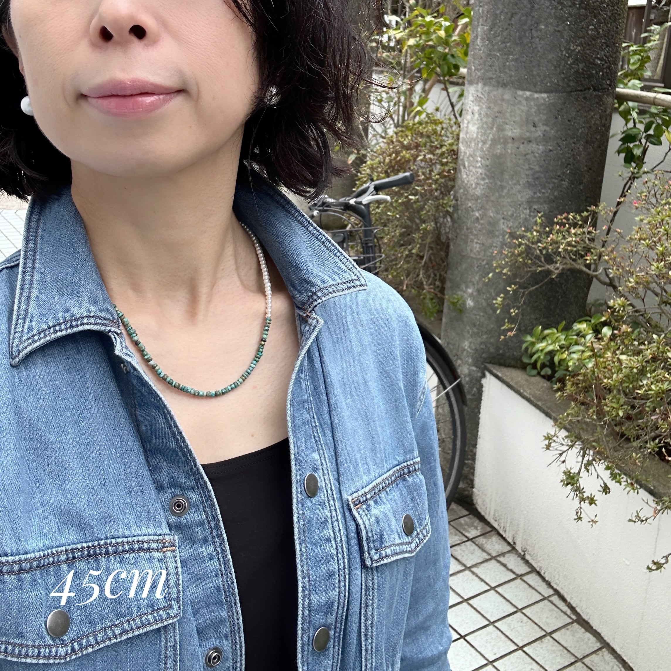 青緑パール装飾ネックレス MARIHA(マリハ) 夢のかけら ネックレス ターコイズ×オーバルパール