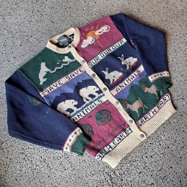 Woolrich 動物柄カーディガン used [301057]