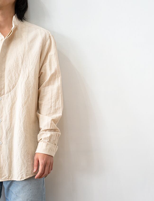 aulico : COTTON LINEN SHIRT / BEIGE