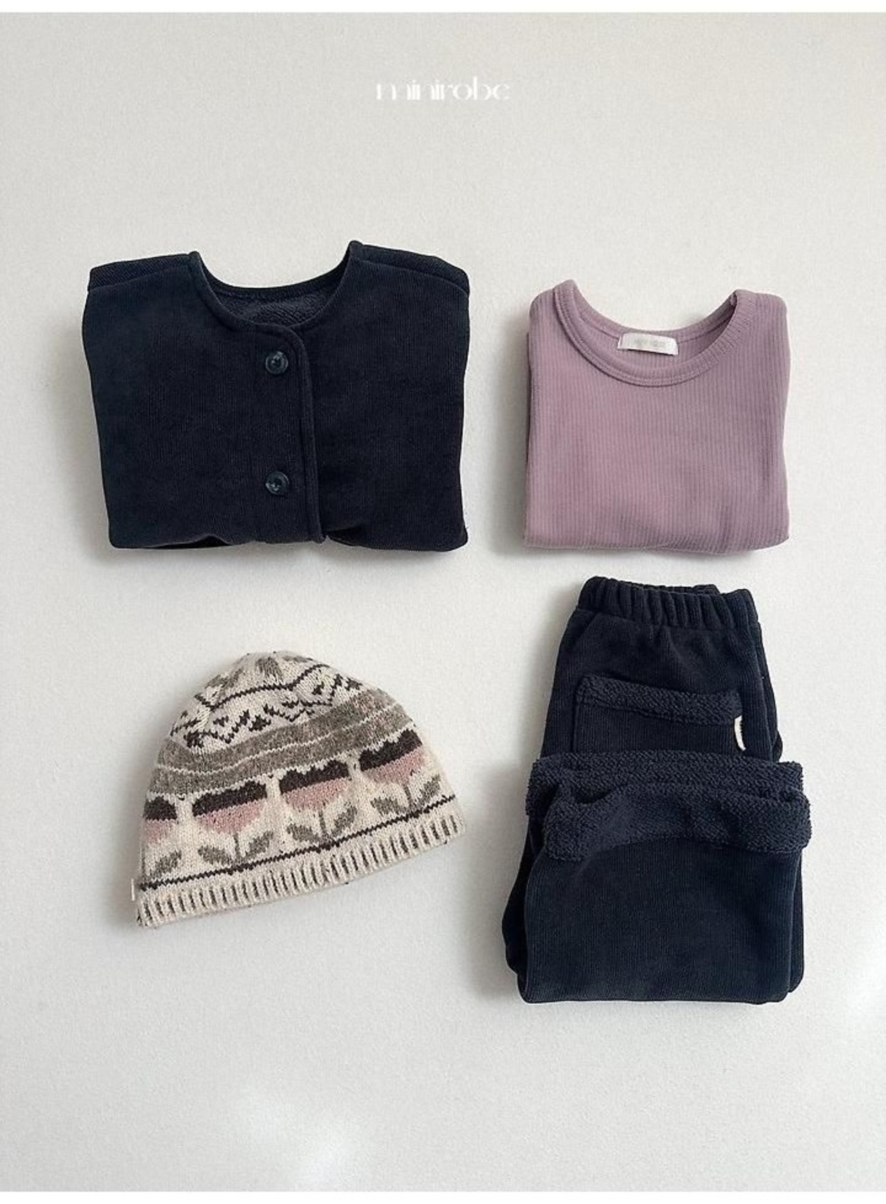 〖取寄〗韓国子供服 / 26winter / minirobe / フラワージャガードビーニー / キッズ *FREE*
