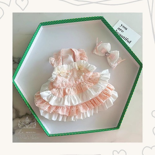 予約【№B03385】ラッフルフリル フローラル スリングワンピ(バレッタ:オプション)