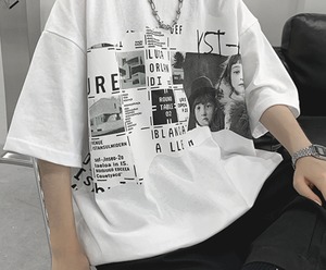 【韓国ファッション】半袖 プリント Tシャツ オーバーサイズ