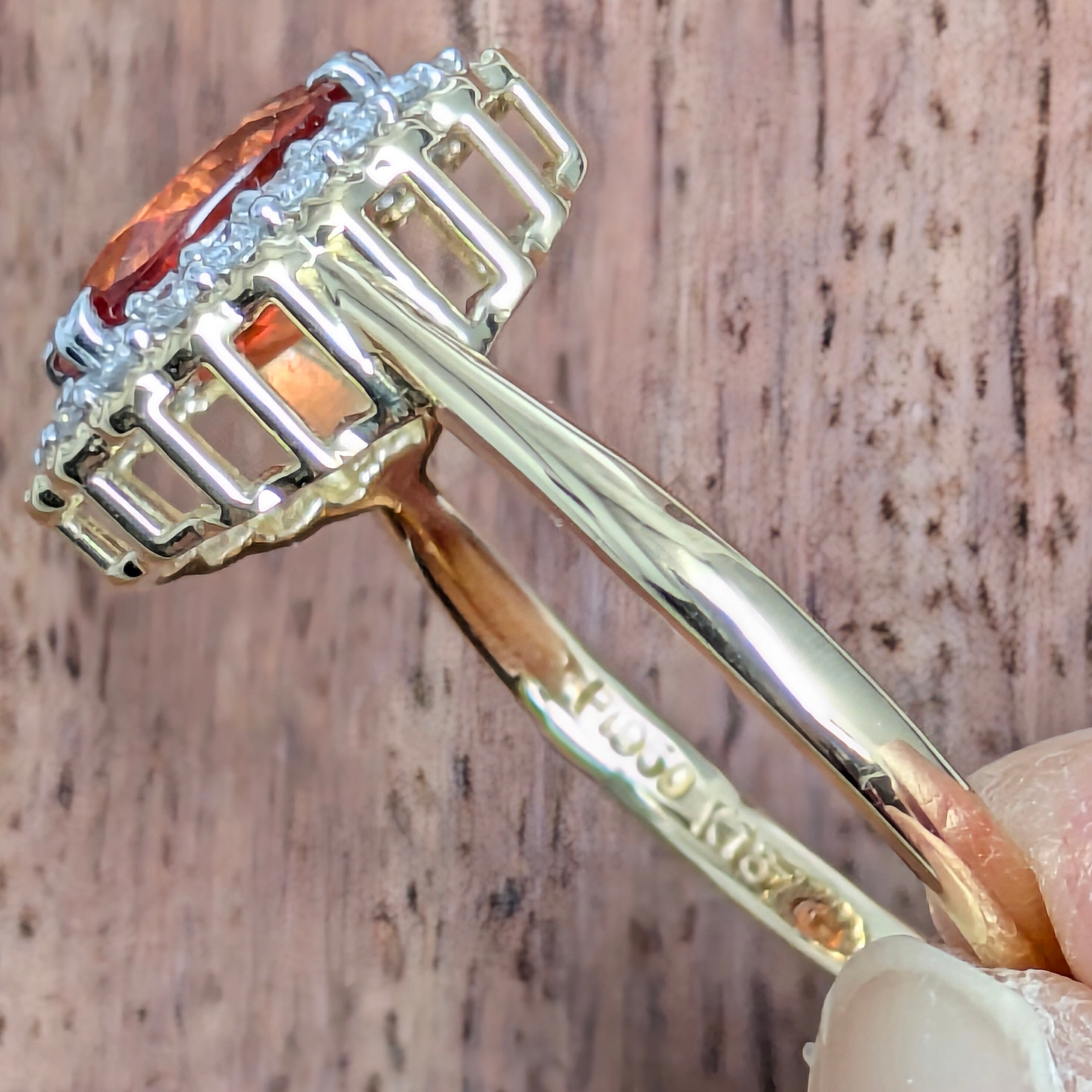 K18 ロードクロサイト ダイヤモンドリング　18金 K18 ロードクロサイト リング クラウン ピンク インカローズ 地金 指輪