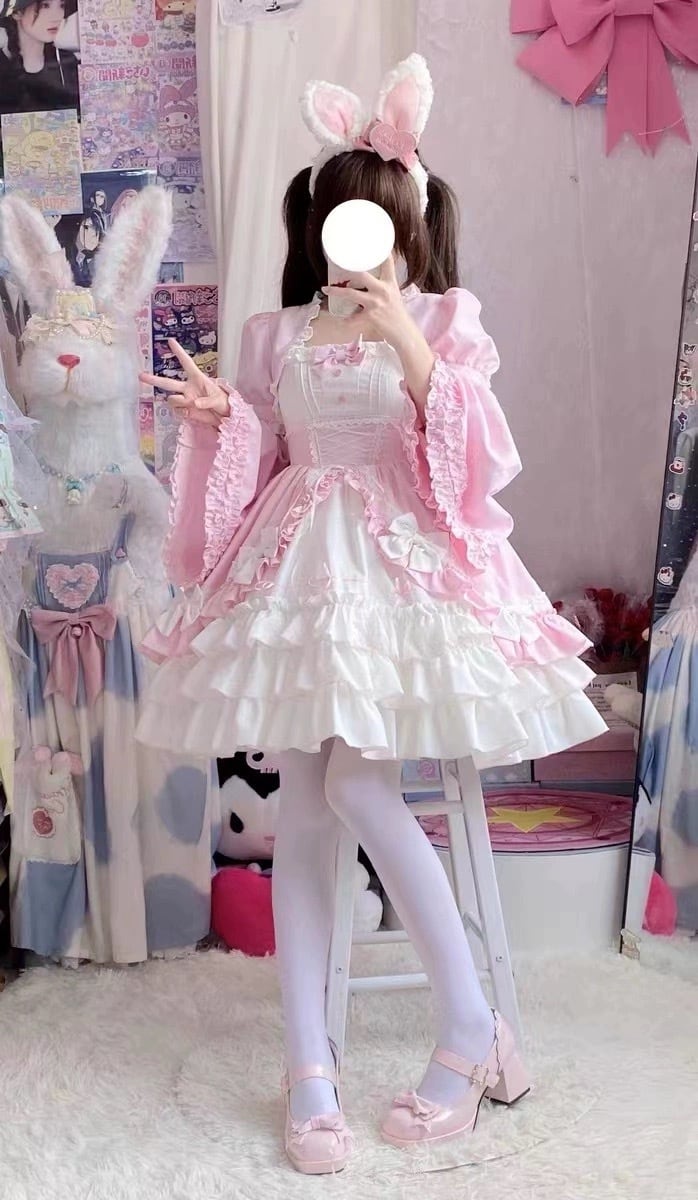 ロリータ キャミワンピース ショート丈ブラウス 姫袖 セット