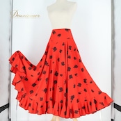 フラメンコ 衣装 チャコット Chacott ペチコート ファルダ スカート ブラック系 レッド系 赤 黒 花柄 フリル 軽い 薄い レッスン 練習着 フラメンコ用 レディース 練習 フラワー 花 薔薇柄 バラ柄 軽量 薄手 花柄スカート ステージ 衣装用