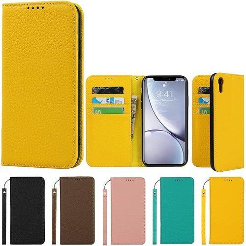 Eastwave アイフォン for iPhone XR ケース 牛革 本革 手帳型 for iPhoneXR 財布型カバー 本革 手帳型 携帯スマホカバー 人気 おしゃれ 内蔵マグネット 耐汚れ 耐衝撃 カード収納 軽量 人気 -イエロー 859