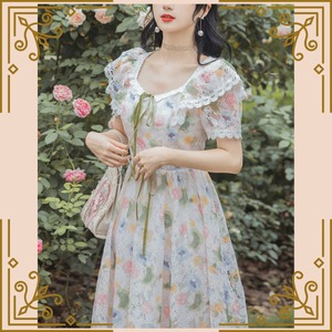 ♦レース＆フラワーのパステルワンピース♦trnd752