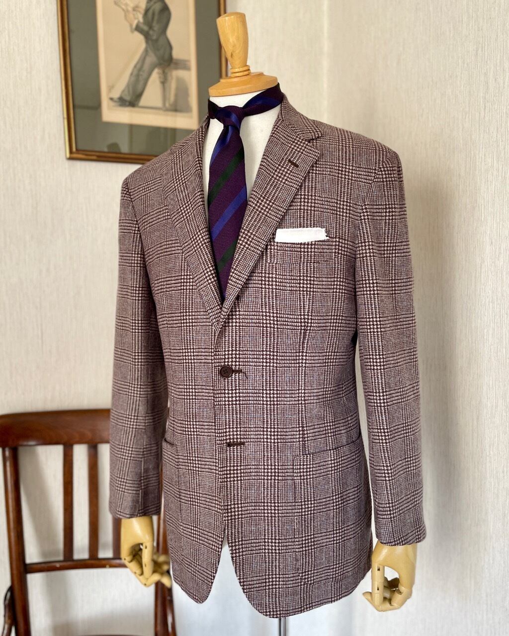 イタリア製 サルトリオ by Kiton ウール/コットン プラッドジャケット