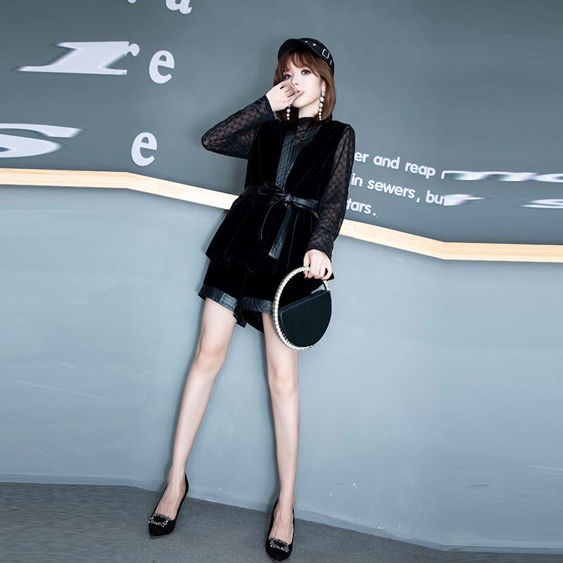 秋の女性のプラスサイズのスーツ2020新しいボトミングシャツウエスタンスタイルファットシスターmmショーツスリーピースセットタイド ミックスインファッション17934336862