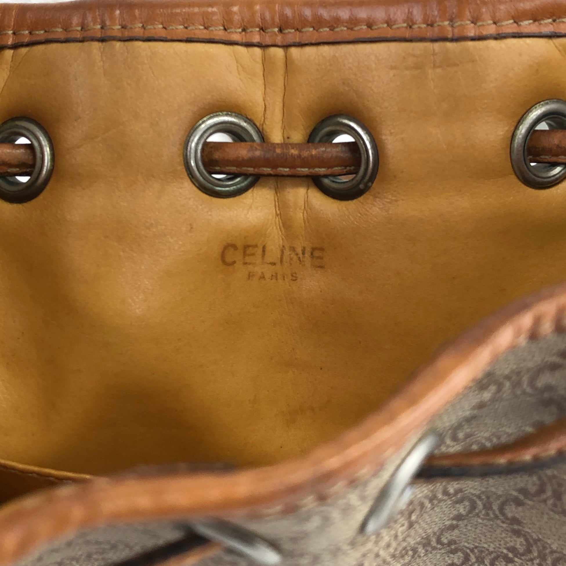 CELINE セリーヌ マカダム ショルダーバッグ ベージュ ブラゾン PVC