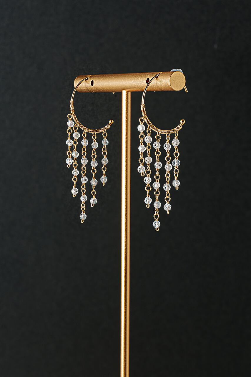 ホワイトジルコン シャンデリアピアス