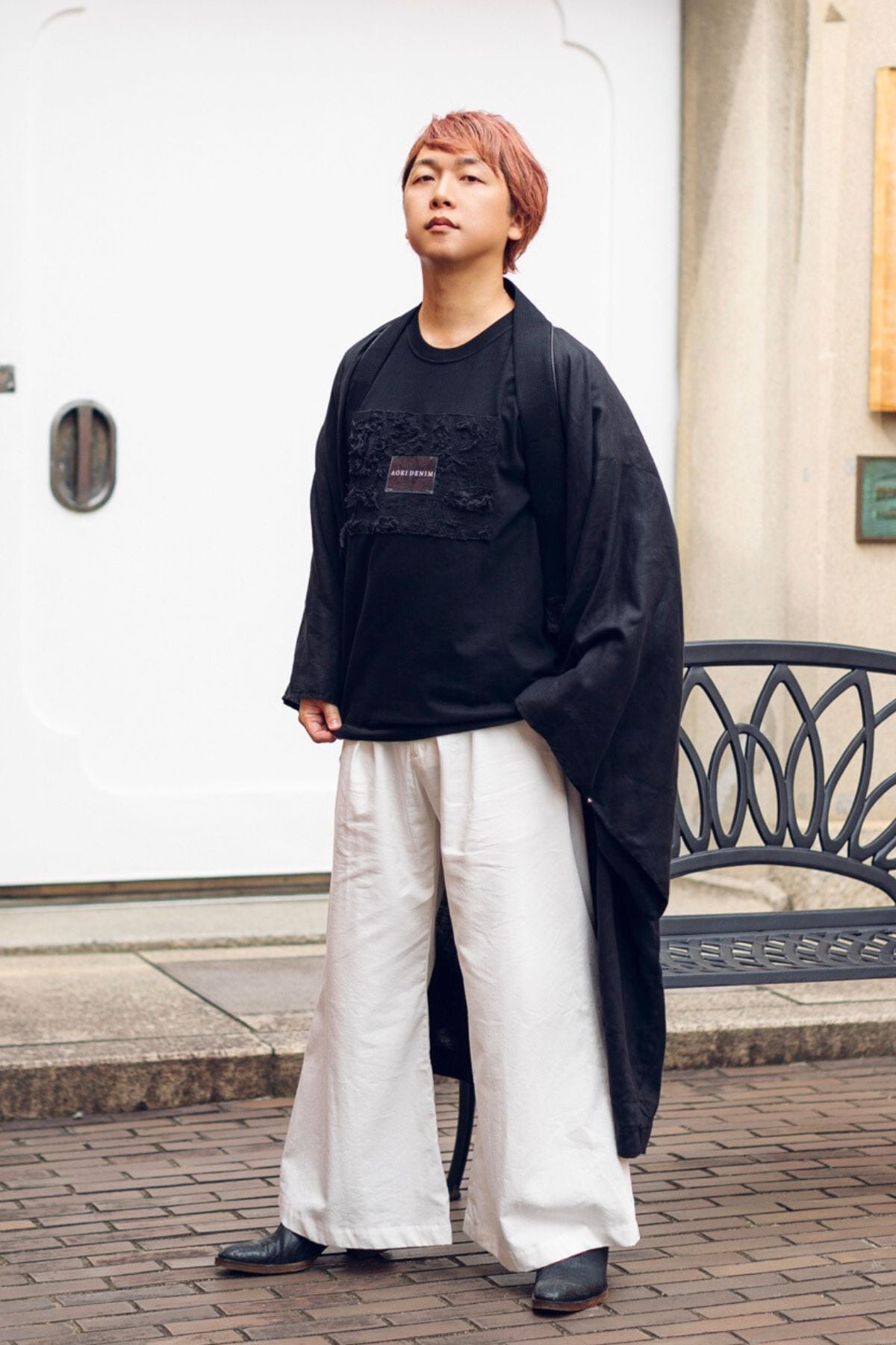青木被服×立花慎之介】キュプラデニムフレアパンツ WHITE 先行受注予約