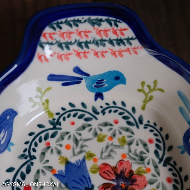 グラタン皿(取っ手)／青い鳥