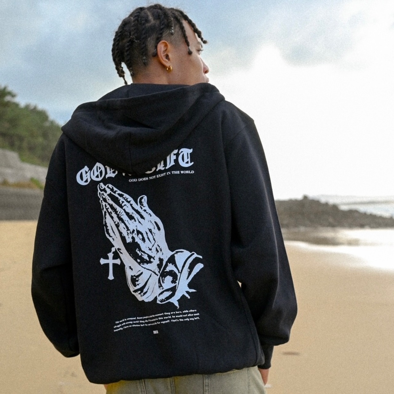 GOD'S GIFT ZIP HOODIE 【Black】