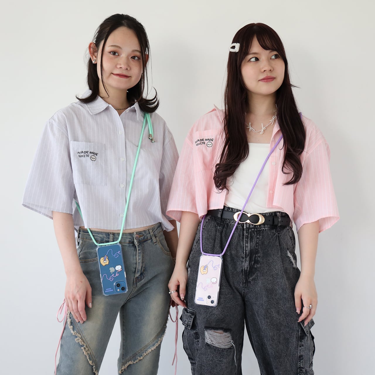 なでウサ＆くまのつながるiPhoneケース(ストラップ2色セット)(MK-481