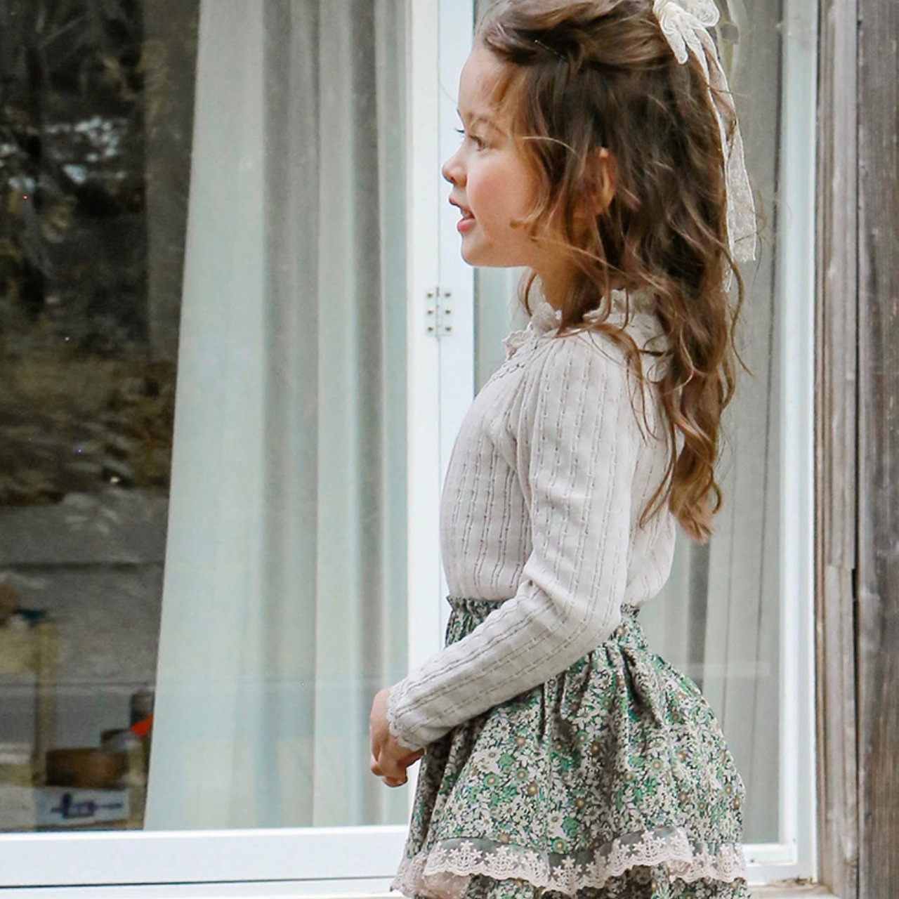 秋レース襟リブTシャツ2色