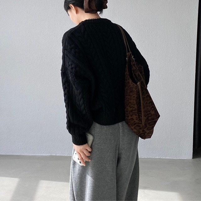 cable knit pullover　J00346
