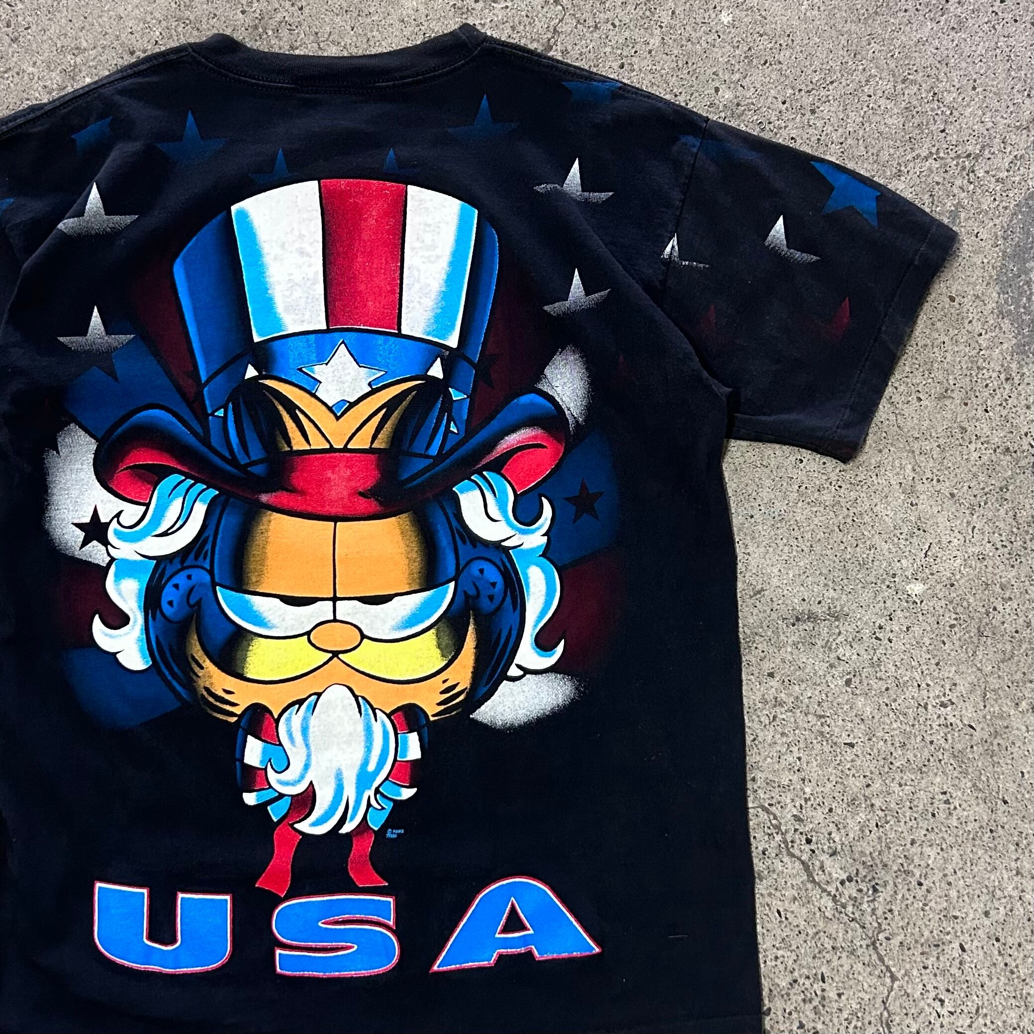 Garfield Uncle Sam Pattern T-Shirt ガーフィールド アンクルサム T ...