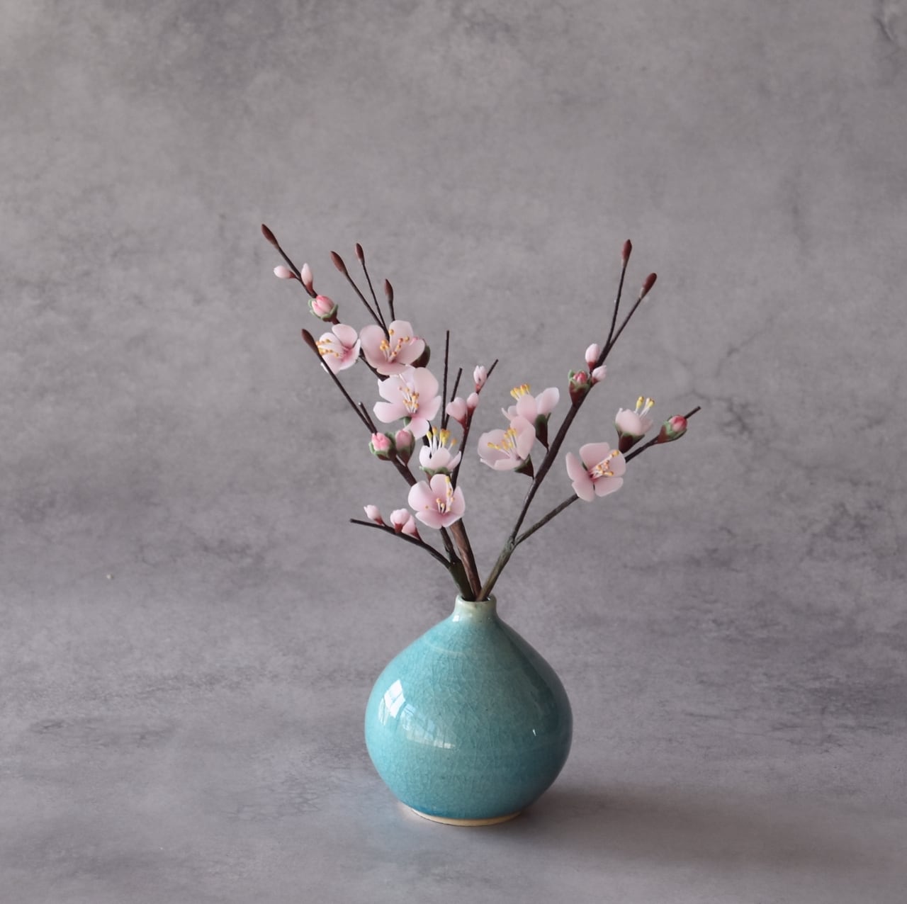 ◇粘土のお花◇ 梅【花瓶 信楽焼】 U1382 | oldfantasy