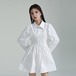 【J.Fashion】 初春 ショートワンピース Aライン ウエスト引き締め シャツワンピース 長袖 レディースワンピース 体型カバー 日焼け止め メガ割