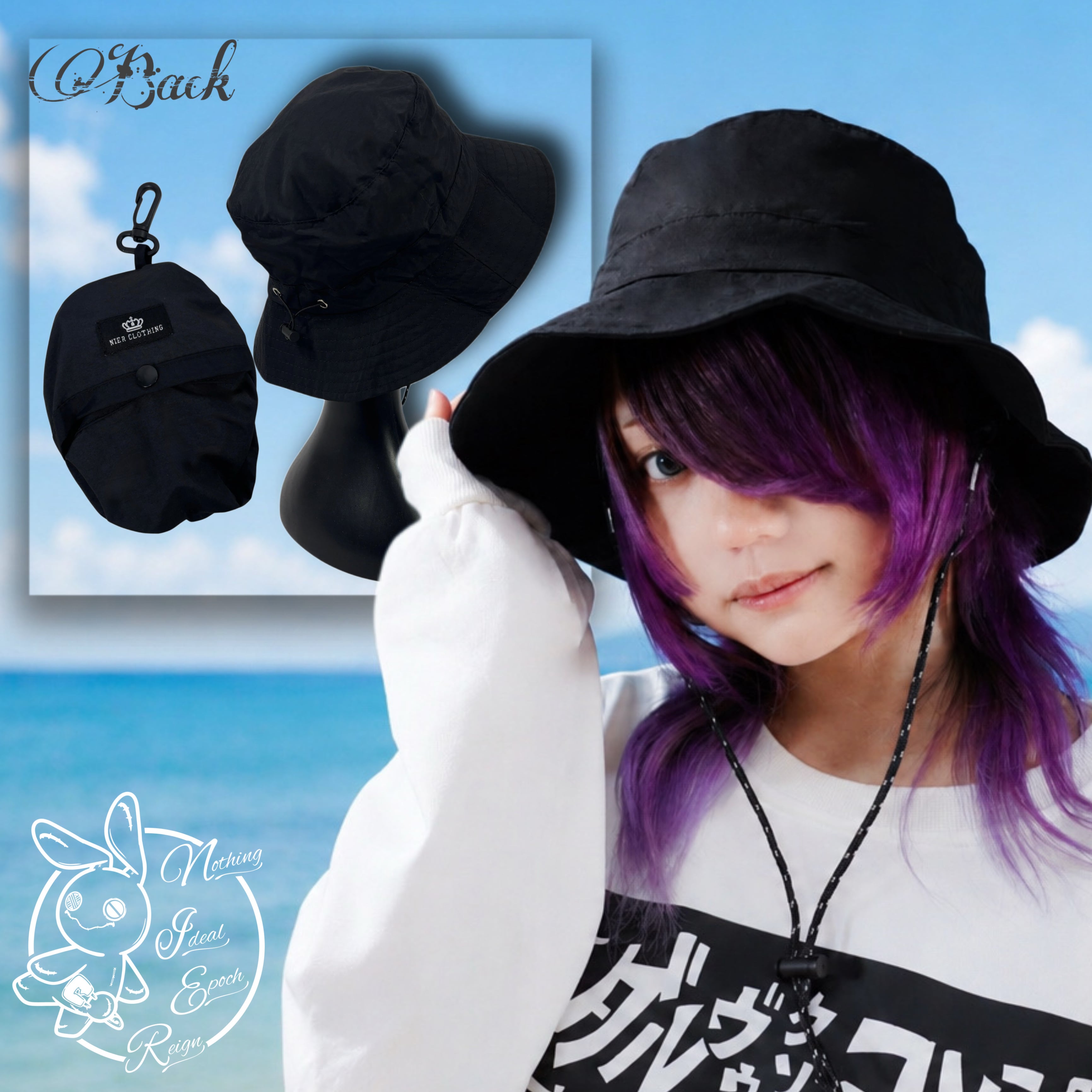 27まで値下げ可 正規品 Bibiy. ブラック ベレー帽 25AW 先着50点限定MEGA PRESENT》PACKABLE BUCKET HAT【BLACK】コンパクト
