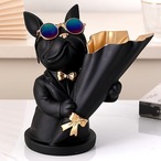 花瓶 ブルドック 犬 フラワーポット ２色展開 ブラック ベージュ オーナメント ユニーク インテリア デスクトップ装飾 玄関装飾 リビング装飾 収納 オブジェ