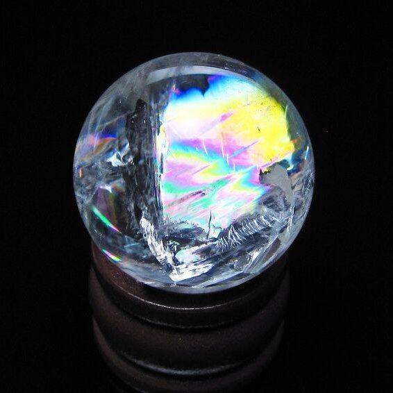 アイリスクォーツ 水晶玉 虹入り 25mm 水晶 丸玉 スフィア 置物 原石 一点物 141-8633