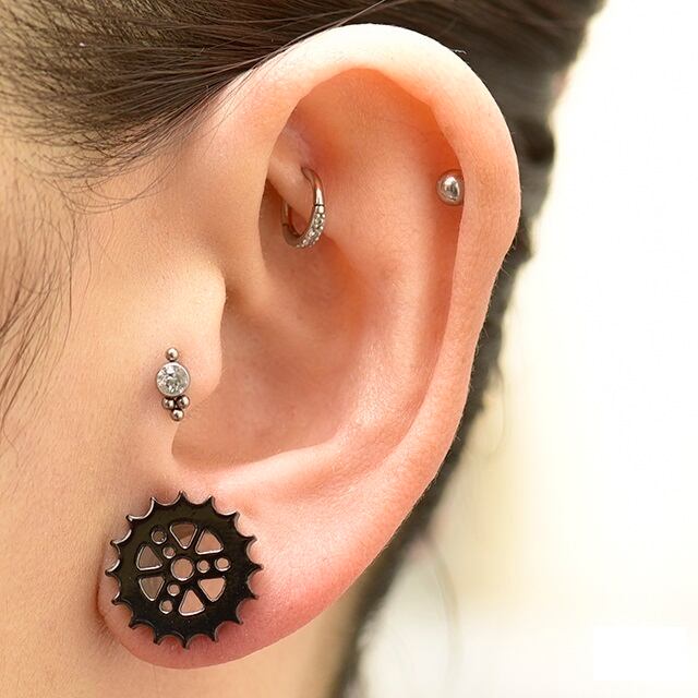 拡張ピアス 25mm(1) ブラック スチーム パンク ギア ハイポリッシュ