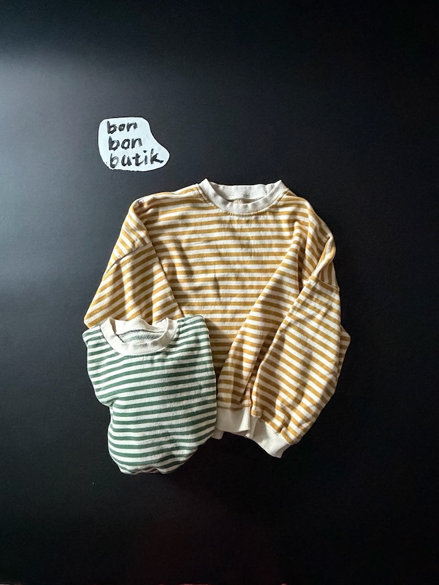 【取寄】bonbon butik|striped sweatshirt|ラインスウェットシャツ|XS-JM|kids&jr|26 autumn