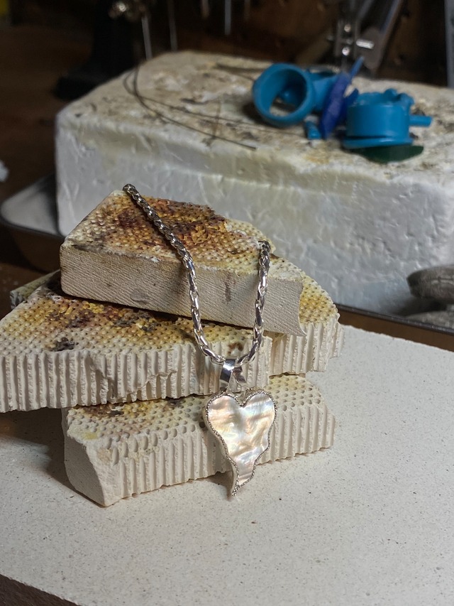 [MN004]mother of pearl silver 925 necklace