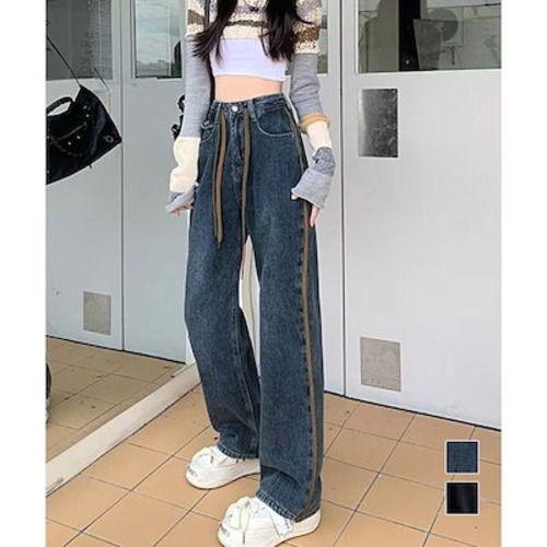 新追加 2025 新作春 脚長効果! デニムパンツ レディース デニムパンツ 長ズボンハイウエスト美脚