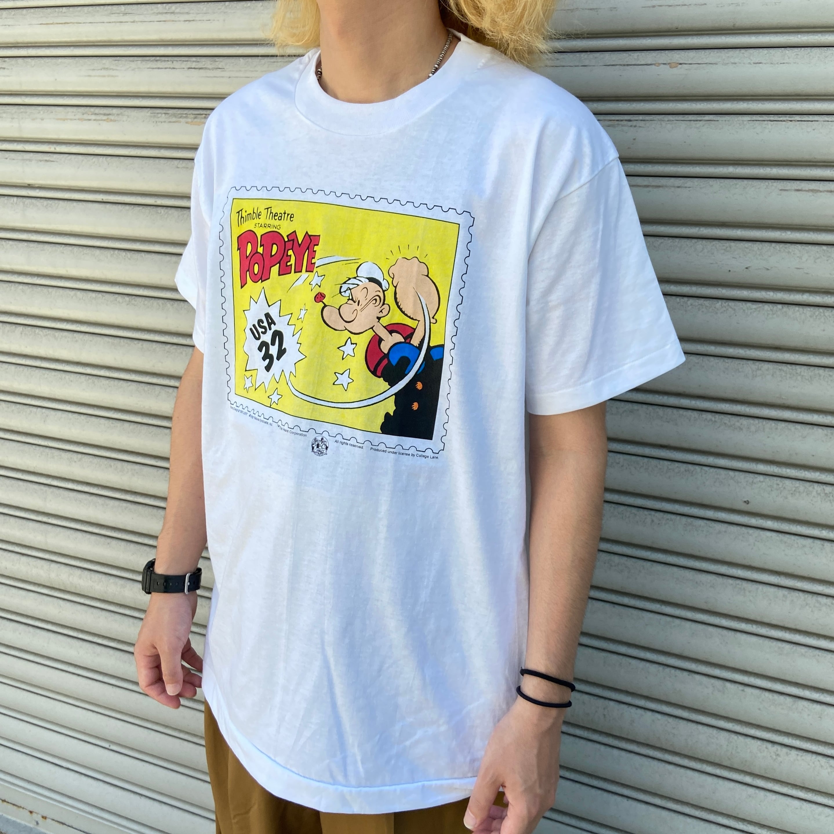 美品 90s USA製 POPEYE キャラクターTシャツ 白 L アメコミ | 古着屋 Uan