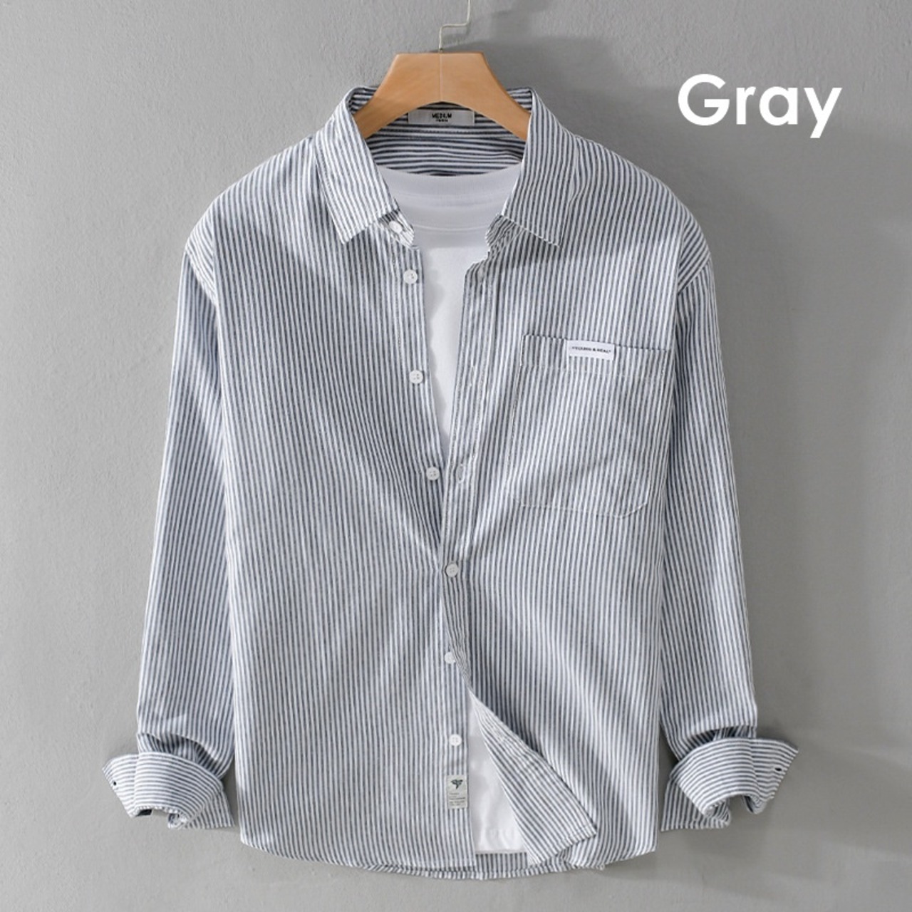 【M-3XL】Classic Stripe Long Sleeve Shirt / クラシックストライプ 長袖シャツ